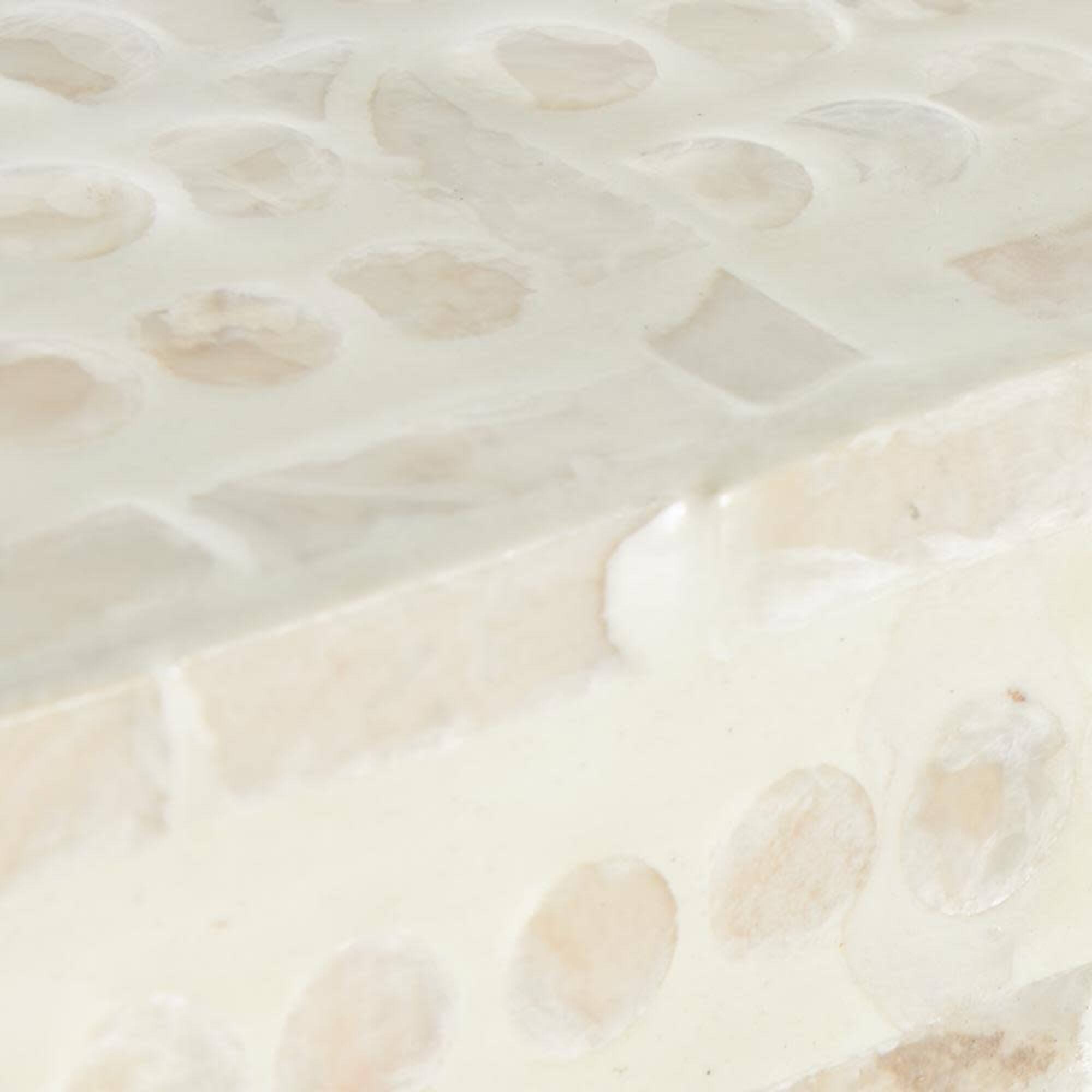 Cream Mother of Pearl Shell Geometric Handmade Mosaic Dot with Brown Accents Storage Box Set